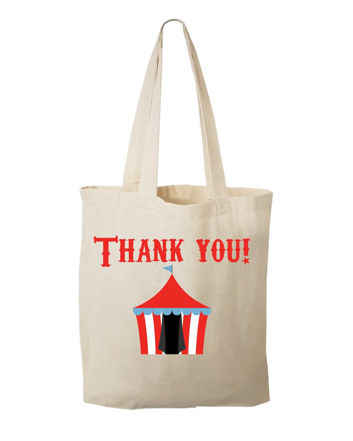 Circus Party Favor Bags - Thank You Cotton Tote Bags