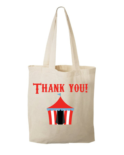 Circus Party Favor Bags - Thank You Cotton Tote Bags