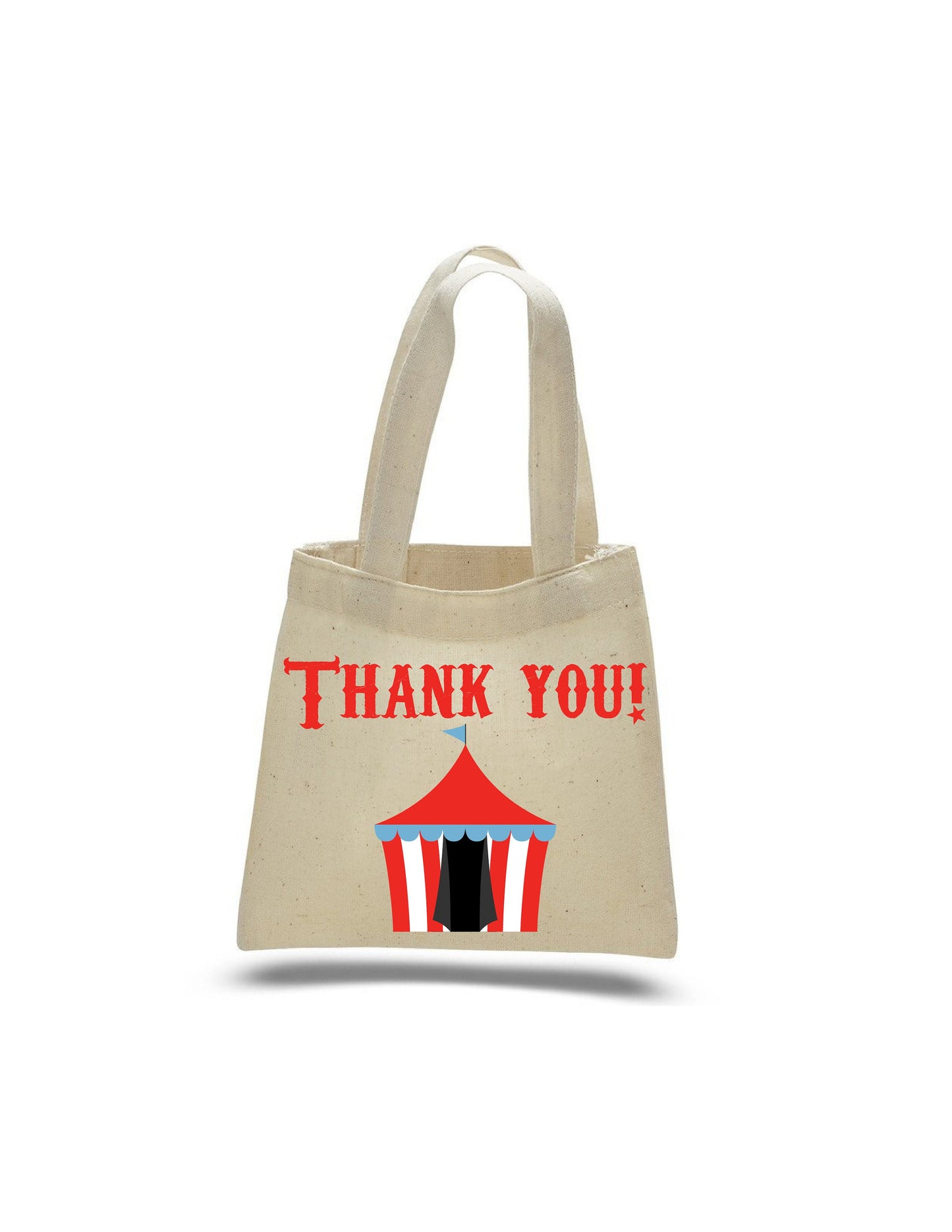 Circus Party Favor Bags - Thank You Cotton Tote Bags