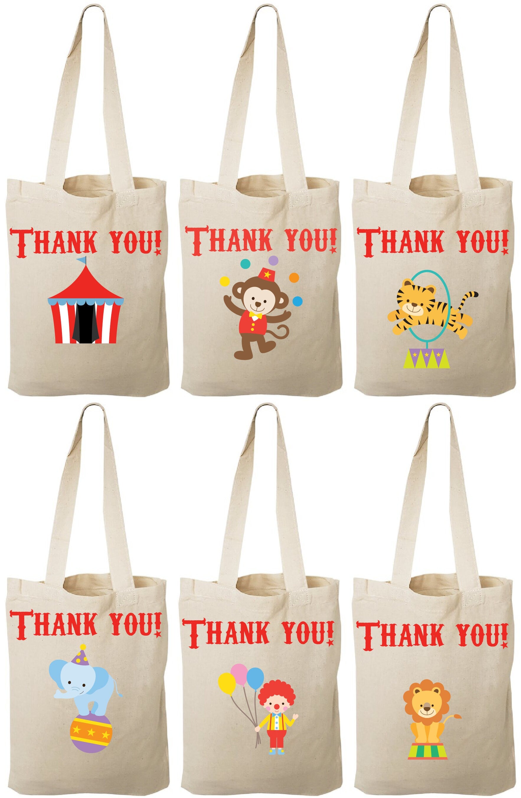 Circus Party Favor Bags - Set of Six Bags