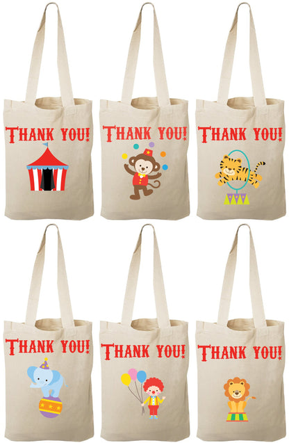 Circus Party Favor Bags - Set of Six Bags