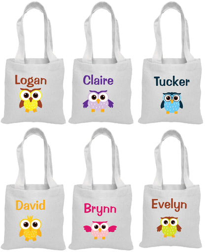 Personalized Owl Party Favor Bags – Custom Kids Gift Tote