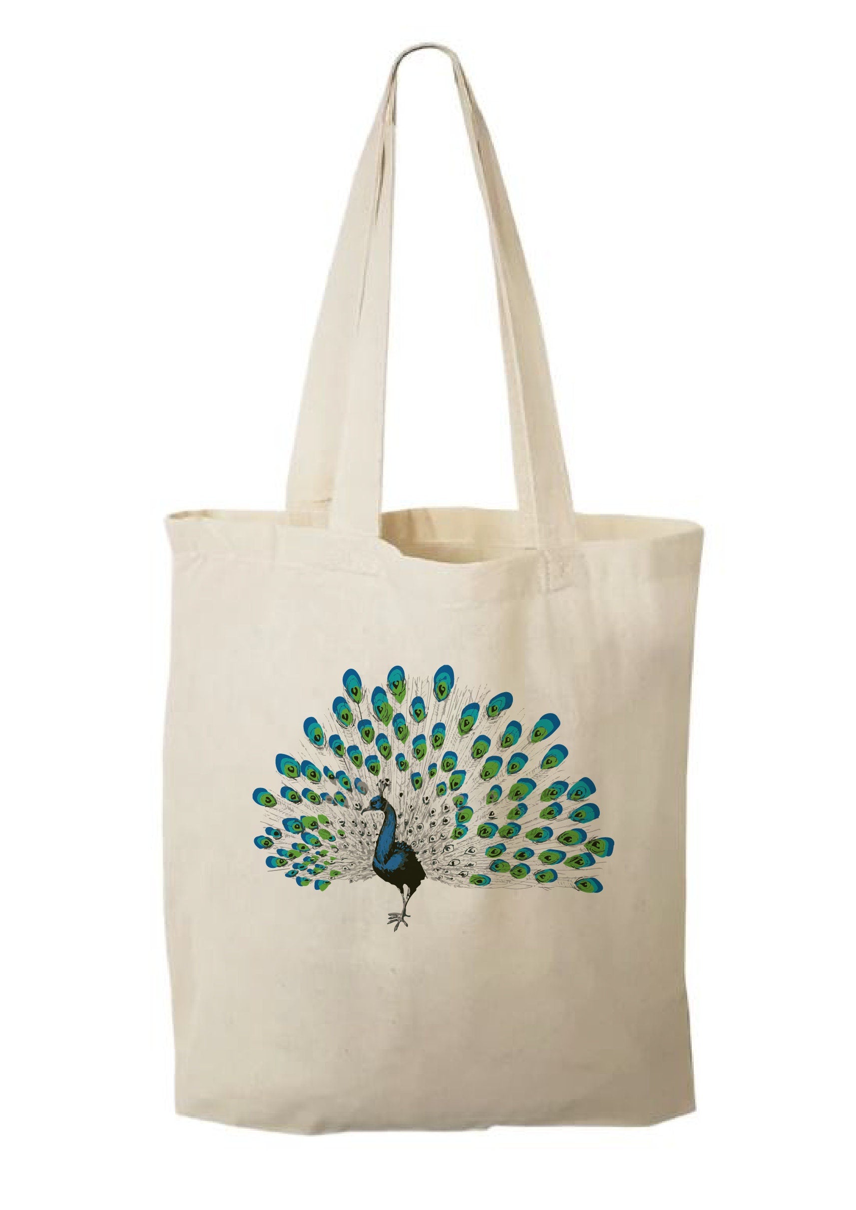 Peacock Party Favor Bag – Reusable Cotton Tote, Elegant Design