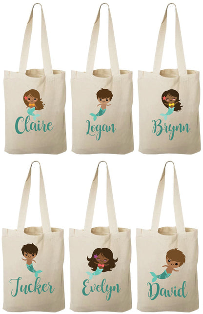 Personalized Mermaid Party Favor Bags – Cotton Canvas Treat Bags
