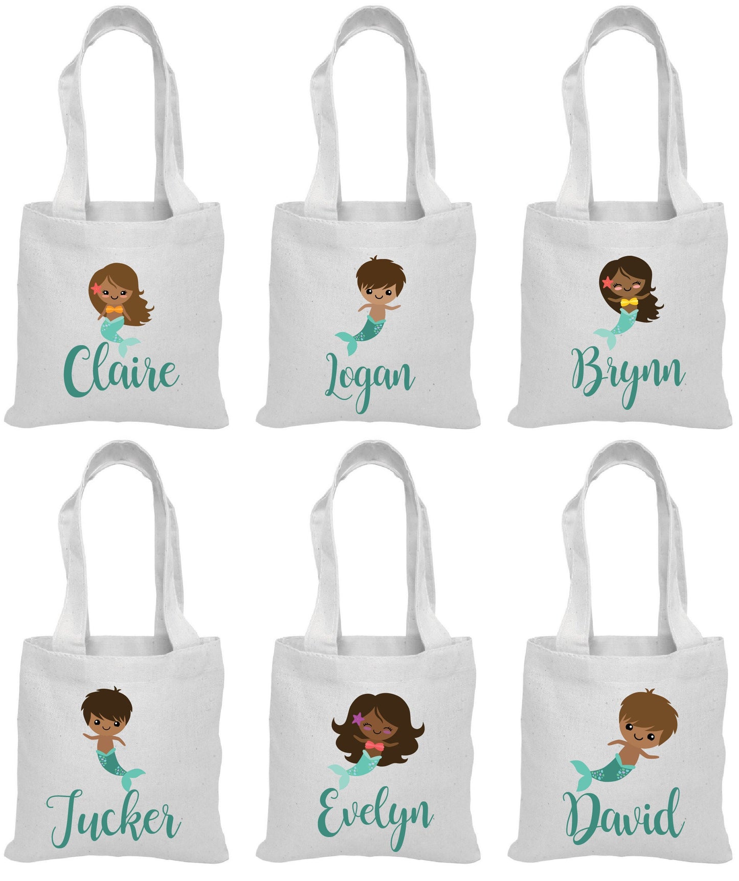 Personalized Mermaid Party Favor Bags – Cotton Canvas Treat Bags