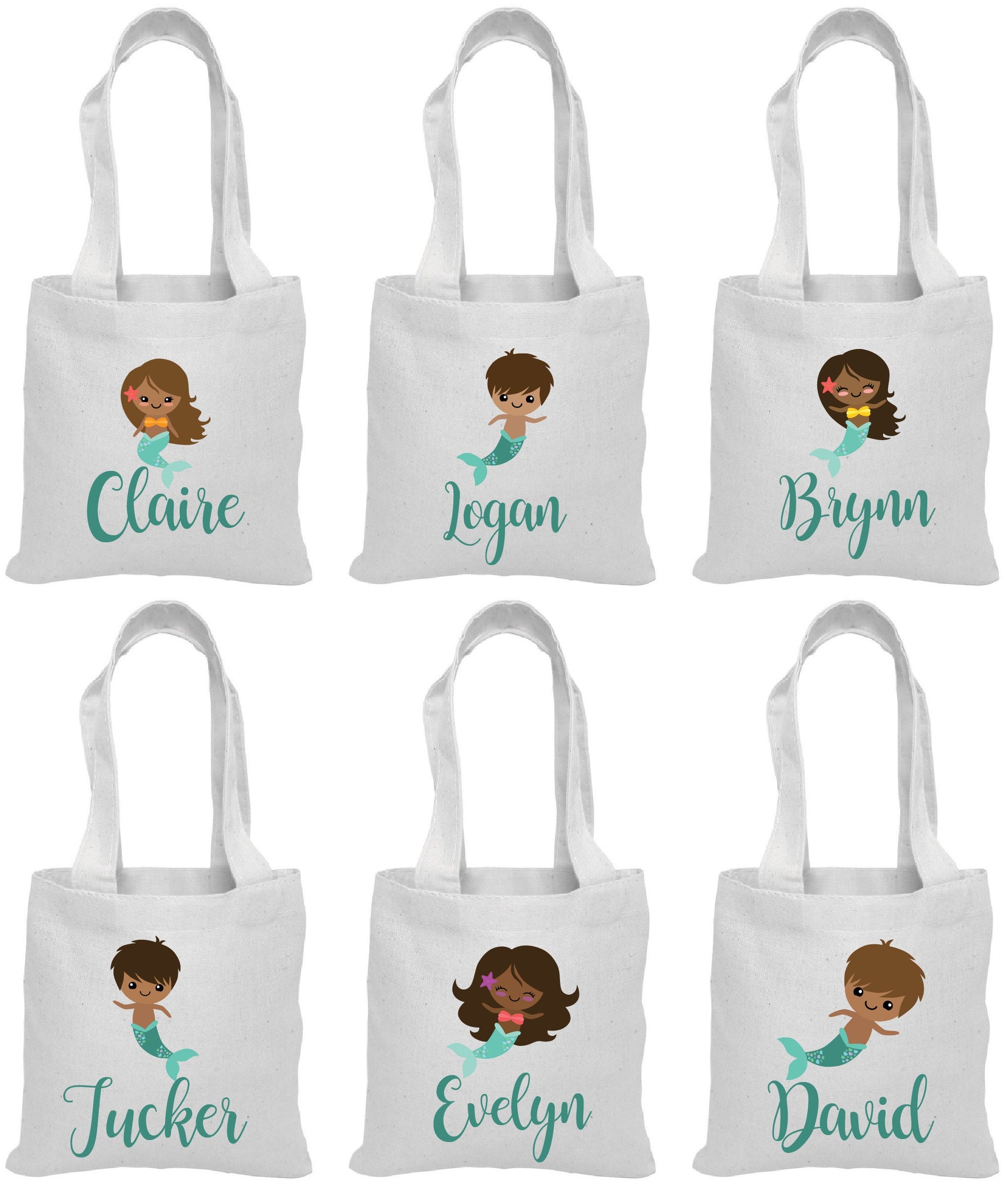 Personalized Mermaid Party Favor Bags – Cotton Canvas Treat Bags