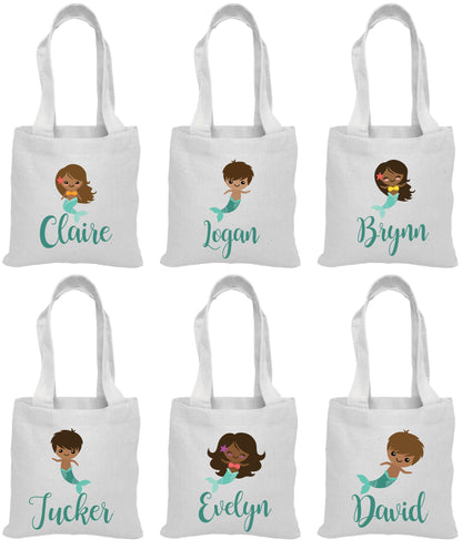 Personalized Mermaid Party Favor Bags – Cotton Canvas Treat Bags
