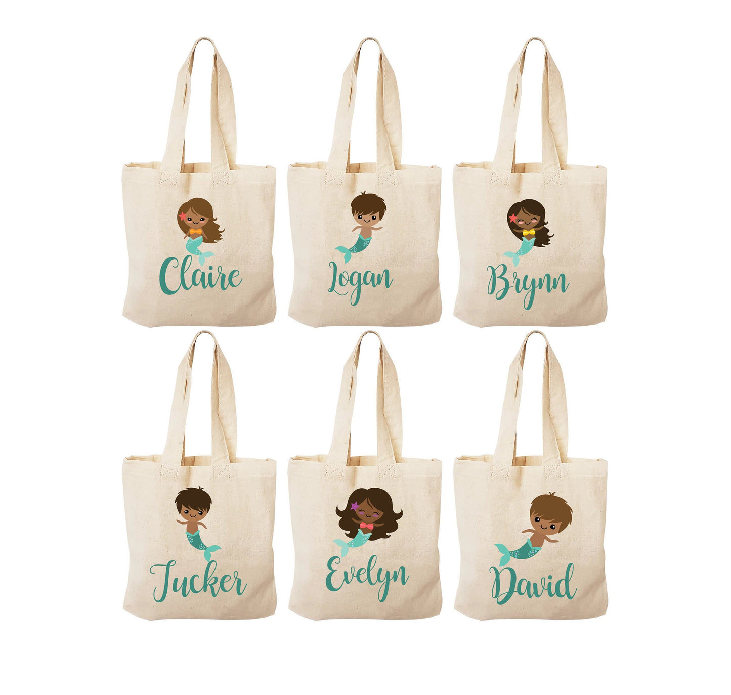 Personalized Mermaid Party Favor Bags – Cotton Canvas Treat Bags
