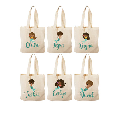 Personalized Mermaid Party Favor Bags – Cotton Canvas Treat Bags
