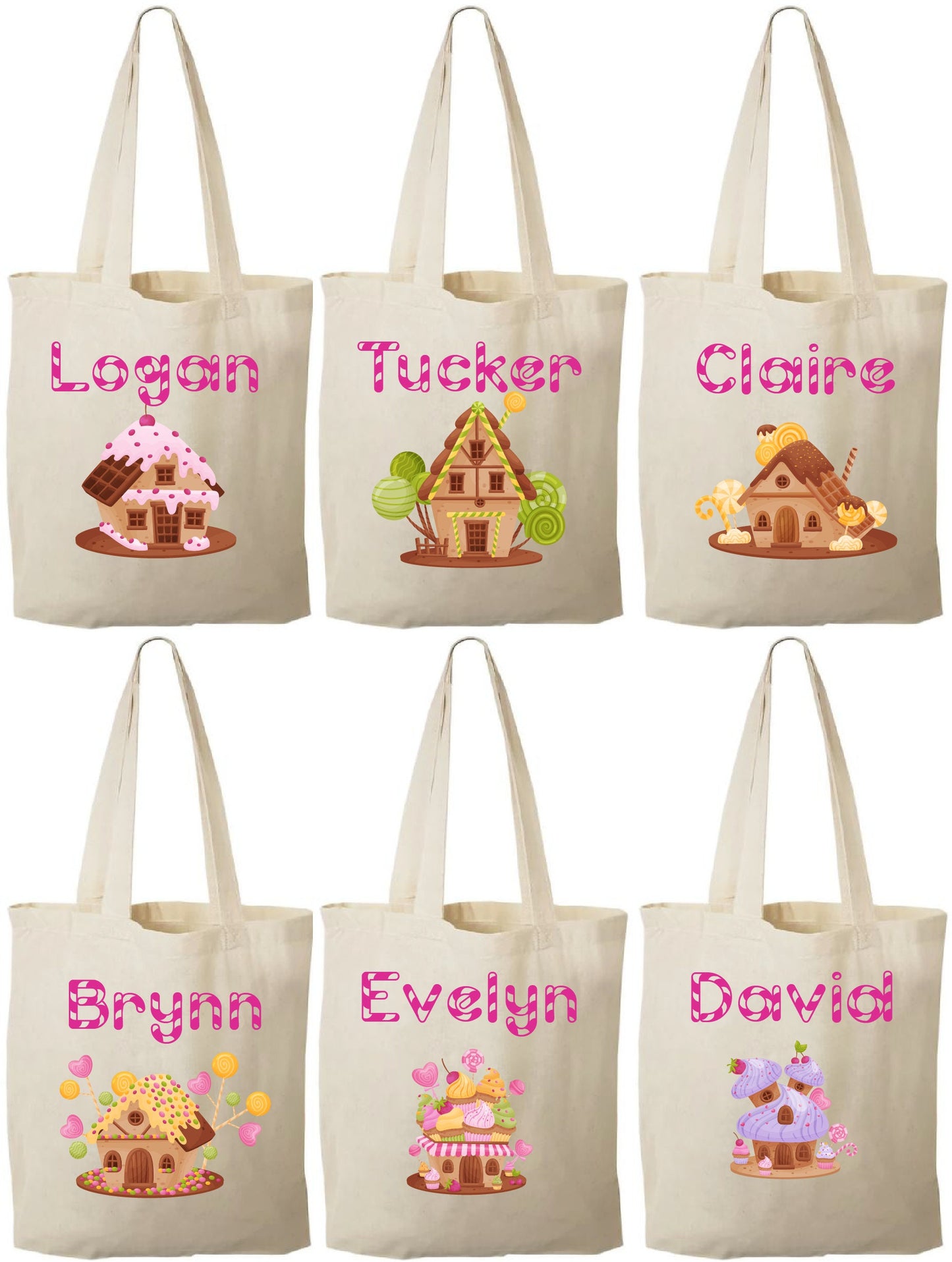 Personalized Candy House Party Favor Bags – Set of Six