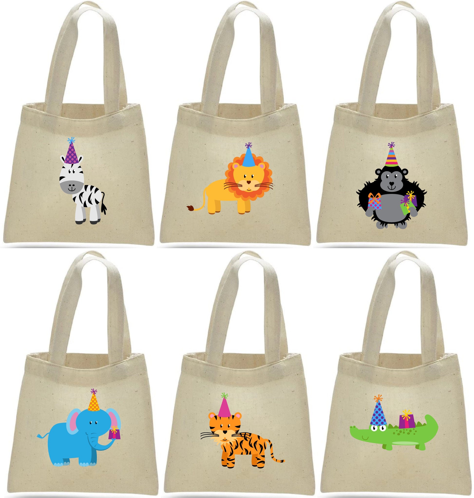 Jungle Animal Party Favor Bags, Cotton Goodie Bags