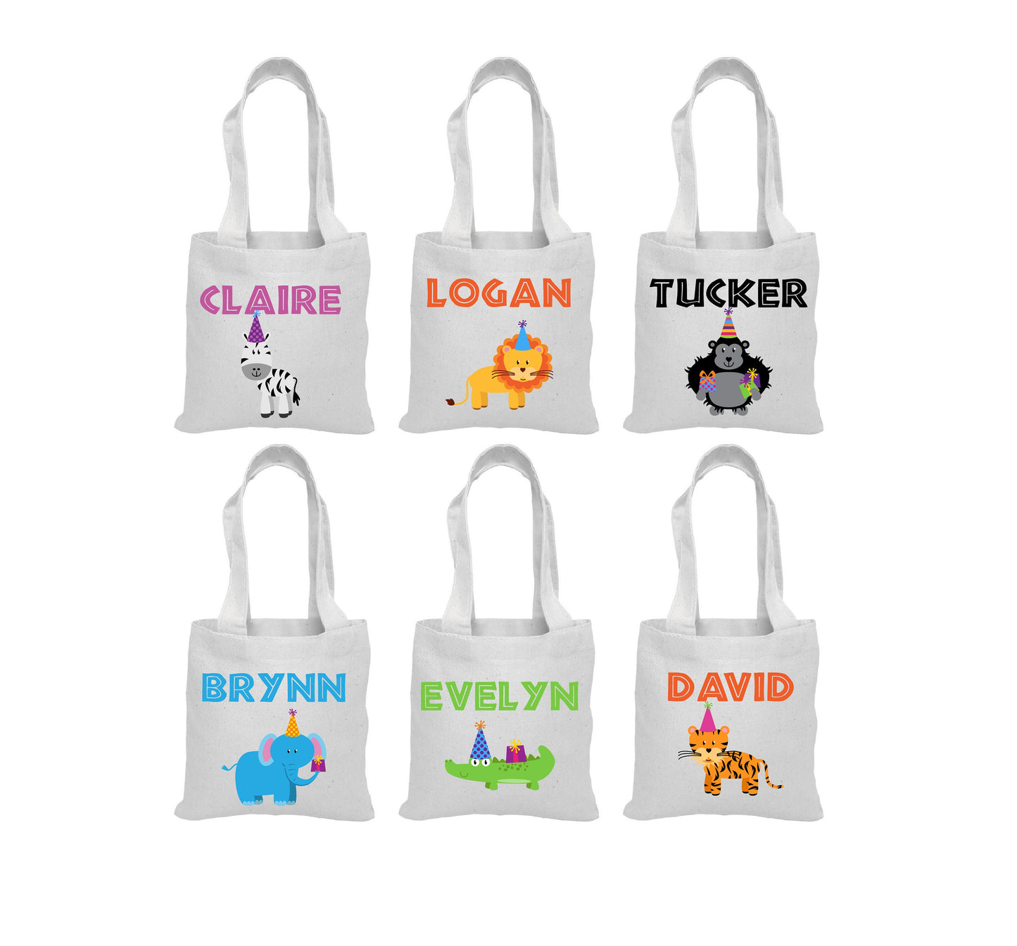 Personalized Zoo Animal Party Favor Bags – Safari Birthday Cotton Tote