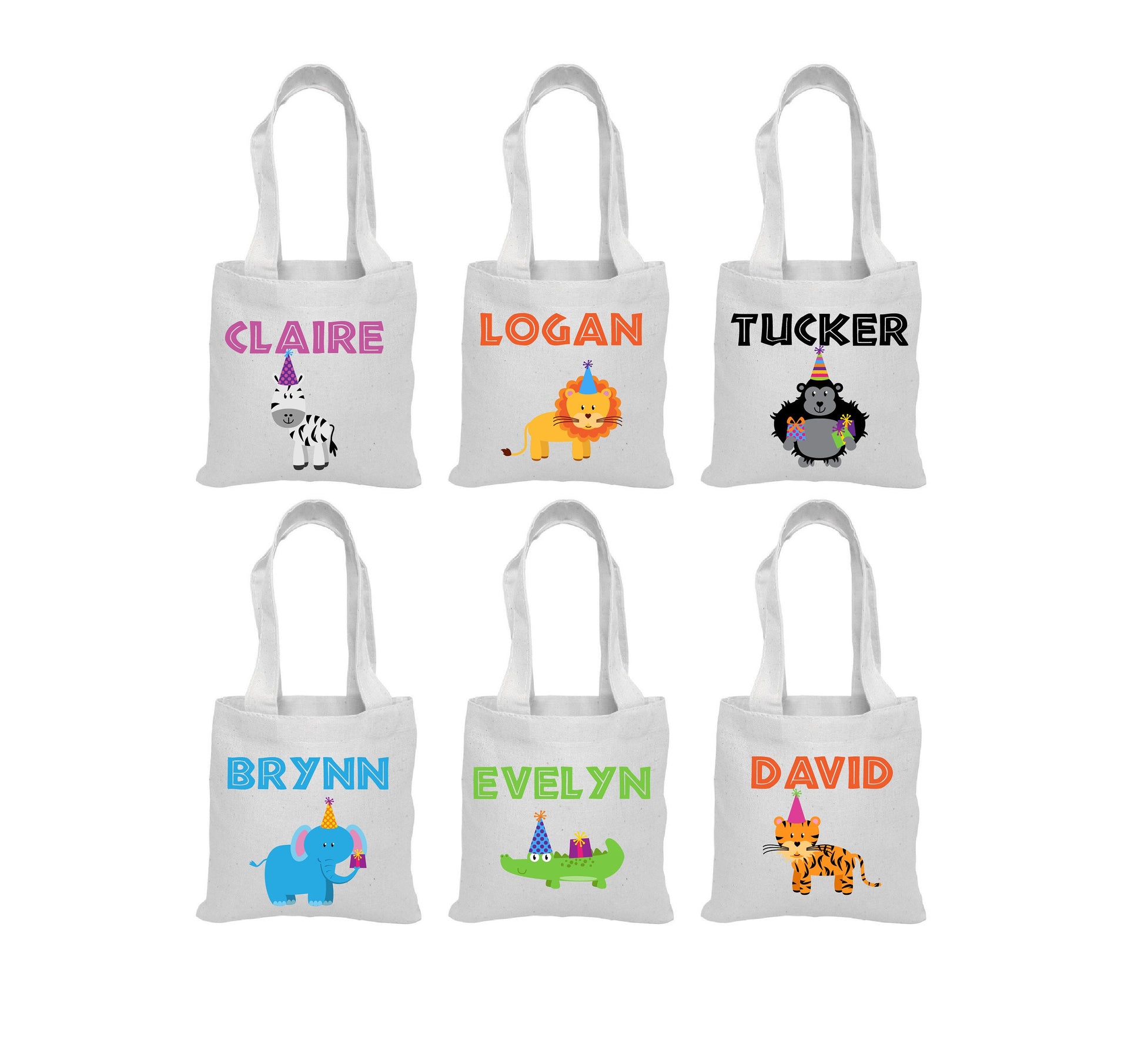 Personalized Zoo Animal Party Favor Bags – Safari Birthday Cotton Tote