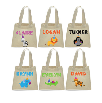 Personalized Zoo Animal Party Favor Bags – Safari Birthday Cotton Tote