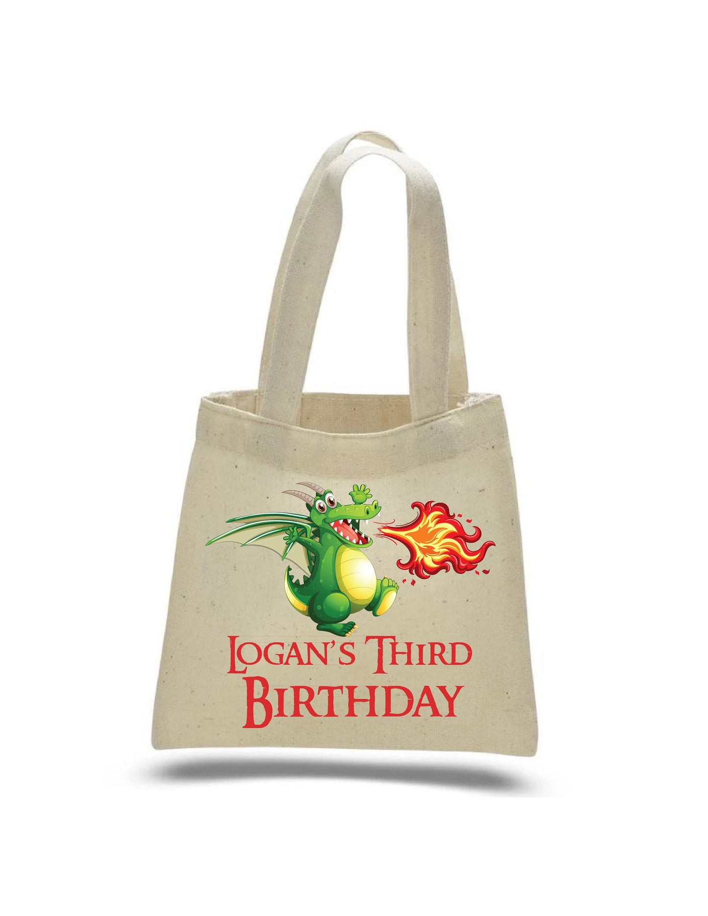 Dragon Party Favor Bags, Cotton Treat Bags, Set of 6