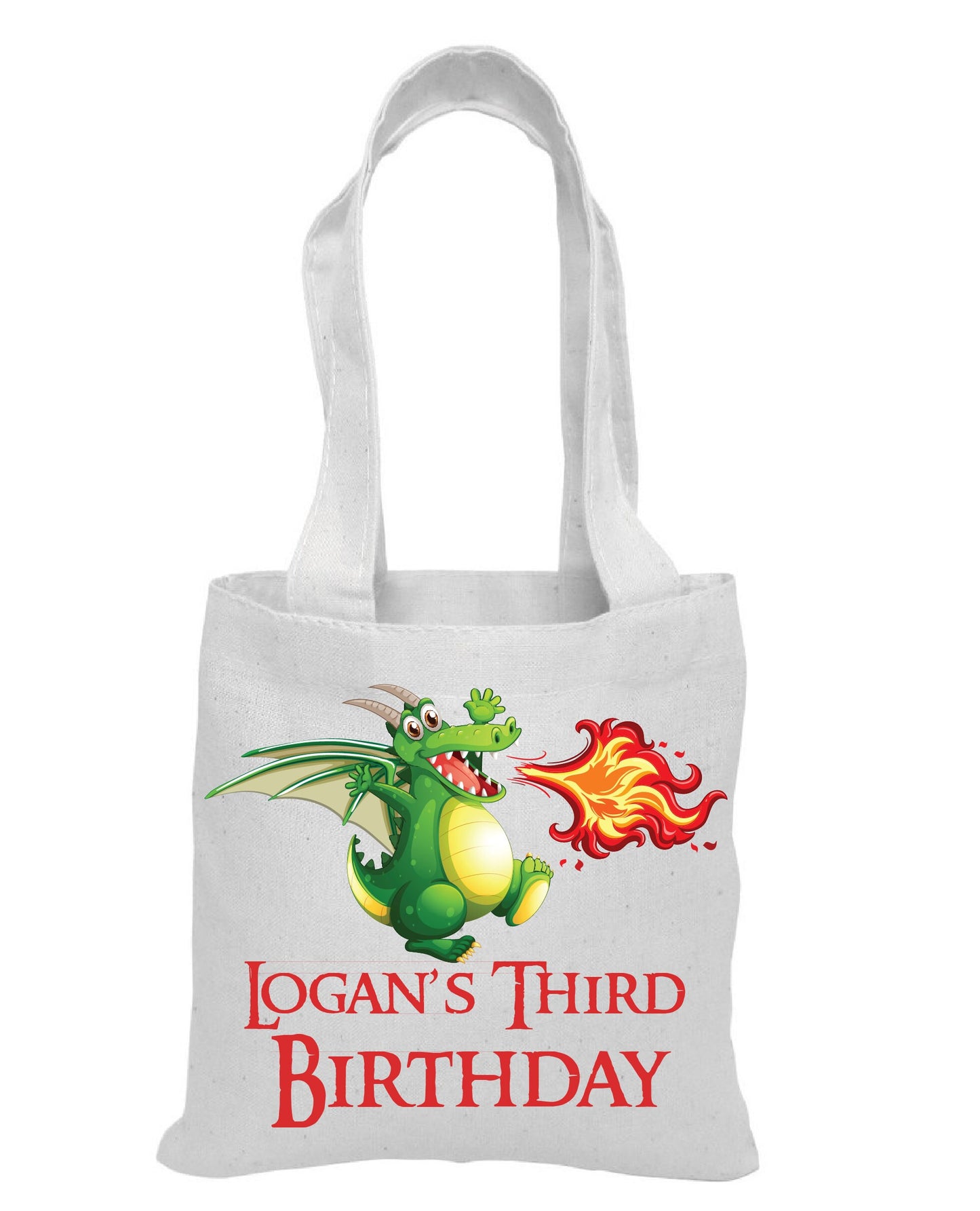 Dragon Party Favor Bags, Cotton Treat Bags, Set of 6