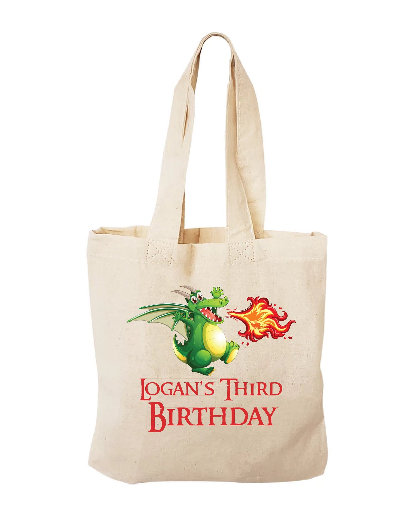Dragon Party Favor Bags, Cotton Treat Bags, Set of 6