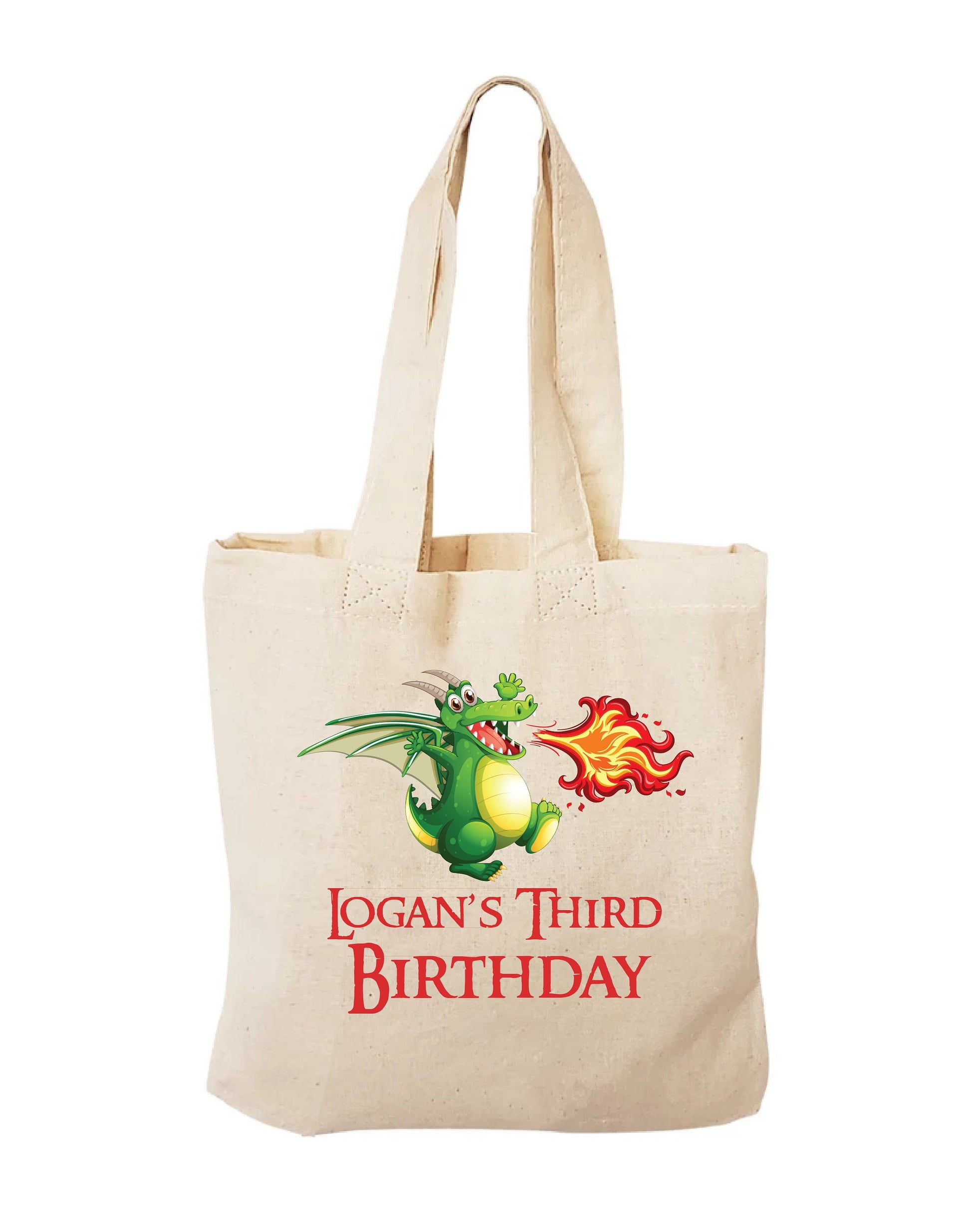 Dragon Party Favor Bags, Cotton Treat Bags, Set of 6