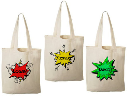 Comic Book Super Hero Party Favor Bags - Set of Three Bags
