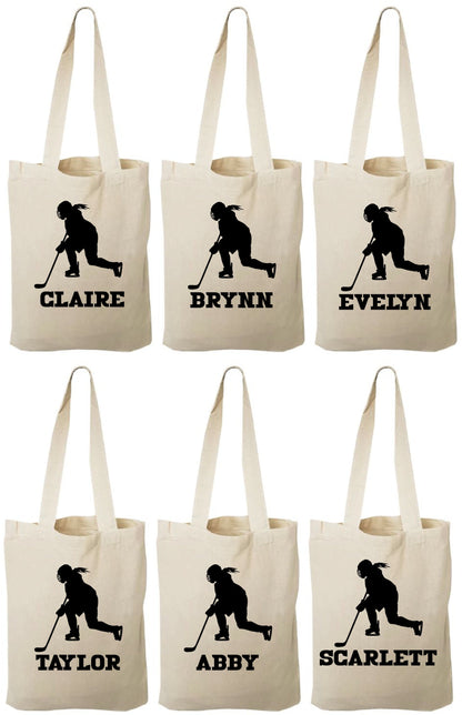 Personalized Girls Hockey Party Bags - Set of Six Bags