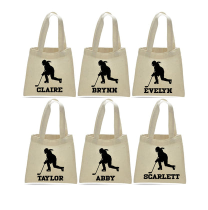 Personalized Girls Hockey Party Bags - Set of Six Bags