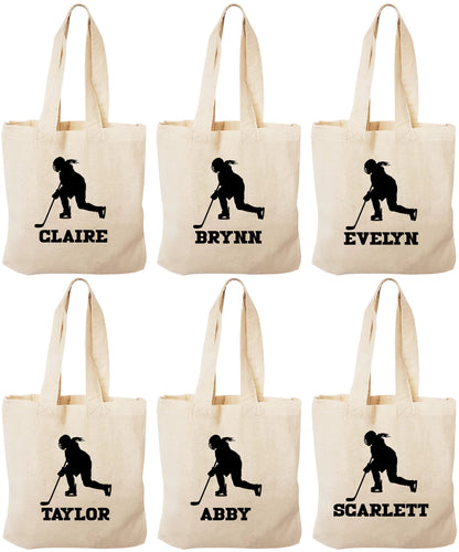 Personalized Girls Hockey Party Bags - Set of Six Bags