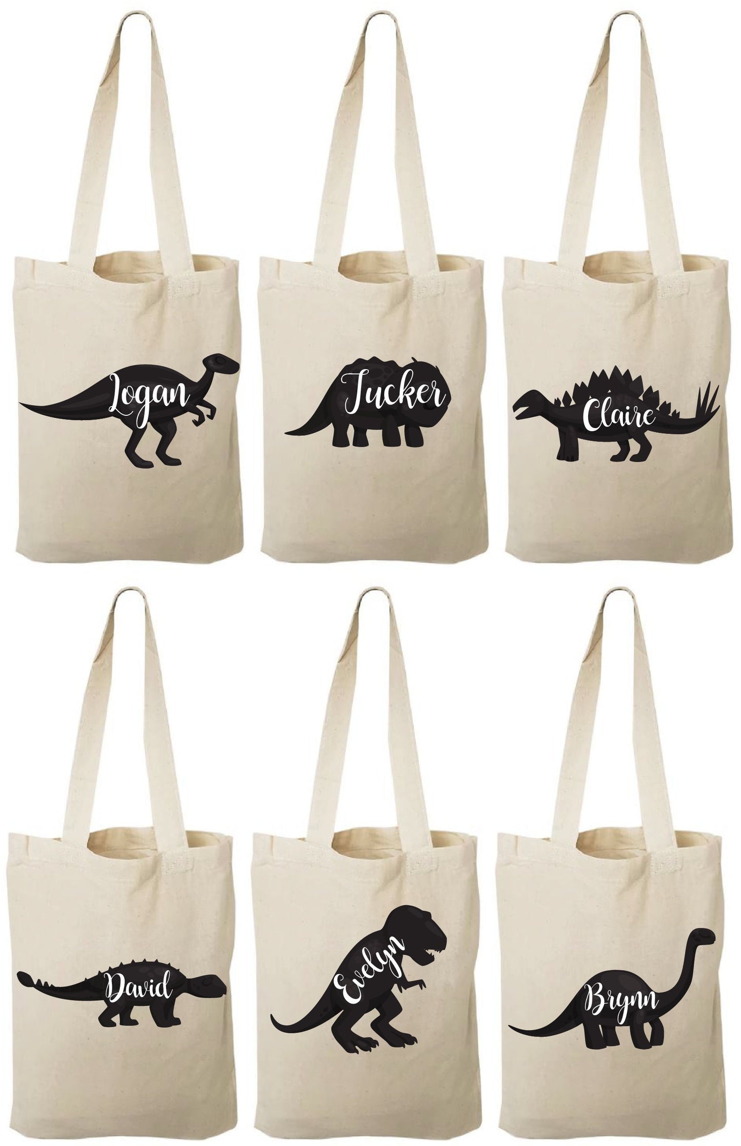 Personalized Dinosaur Party Favor Bags - Set of Six Bags