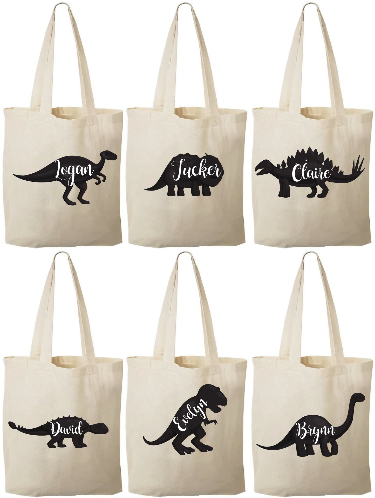 Personalized Dinosaur Party Favor Bags - Set of Six Bags