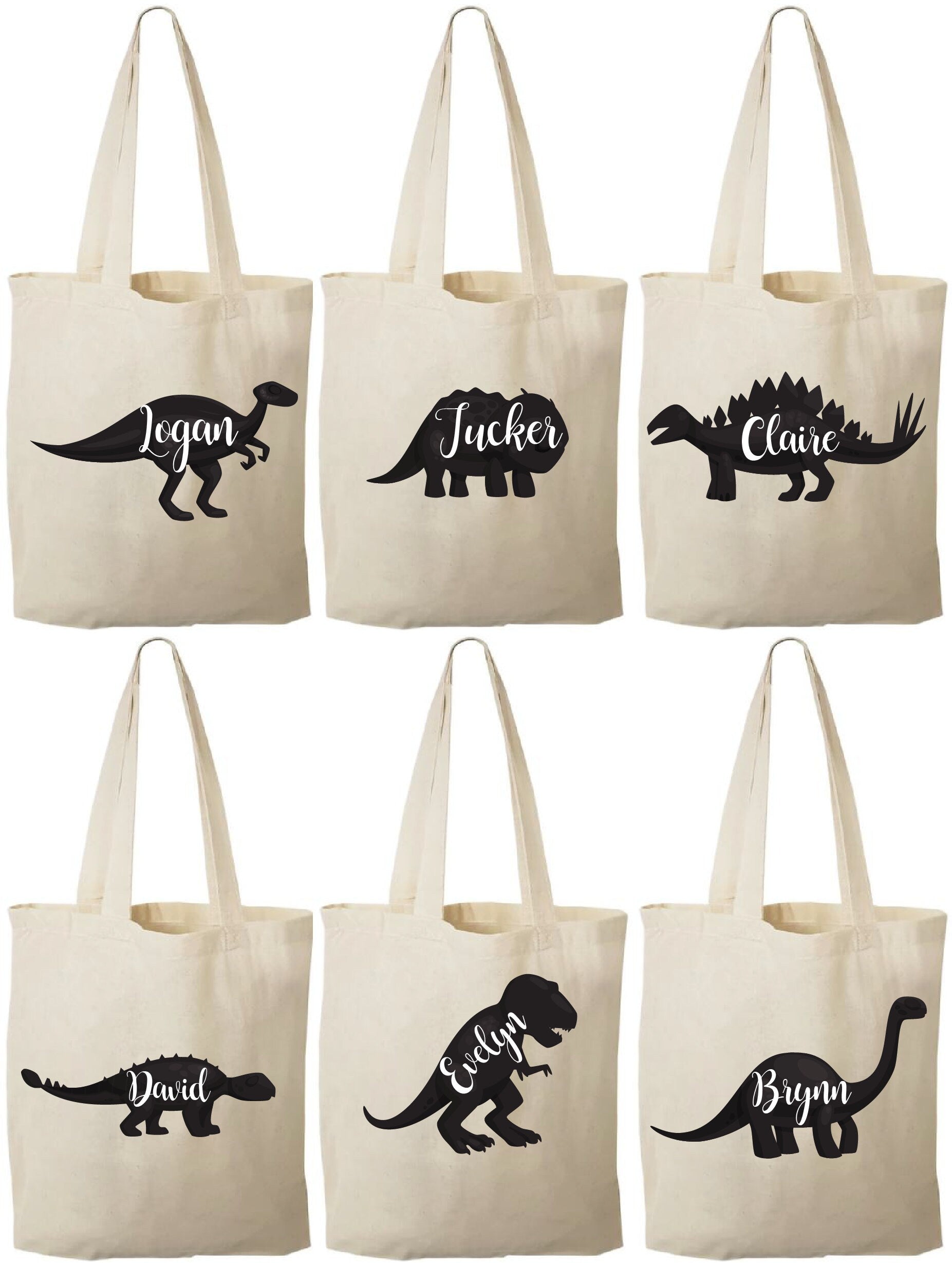 Personalized Dinosaur Party Favor Bags - Set of Six Bags
