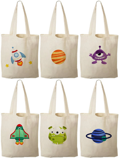 Space Party Favor Bags, Rocket, Alien, Planets, Set of 6