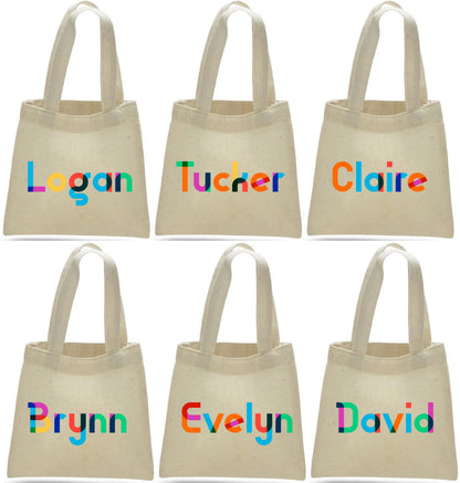 Personalized Rainbow Name Party Favor Bags - Set of 6