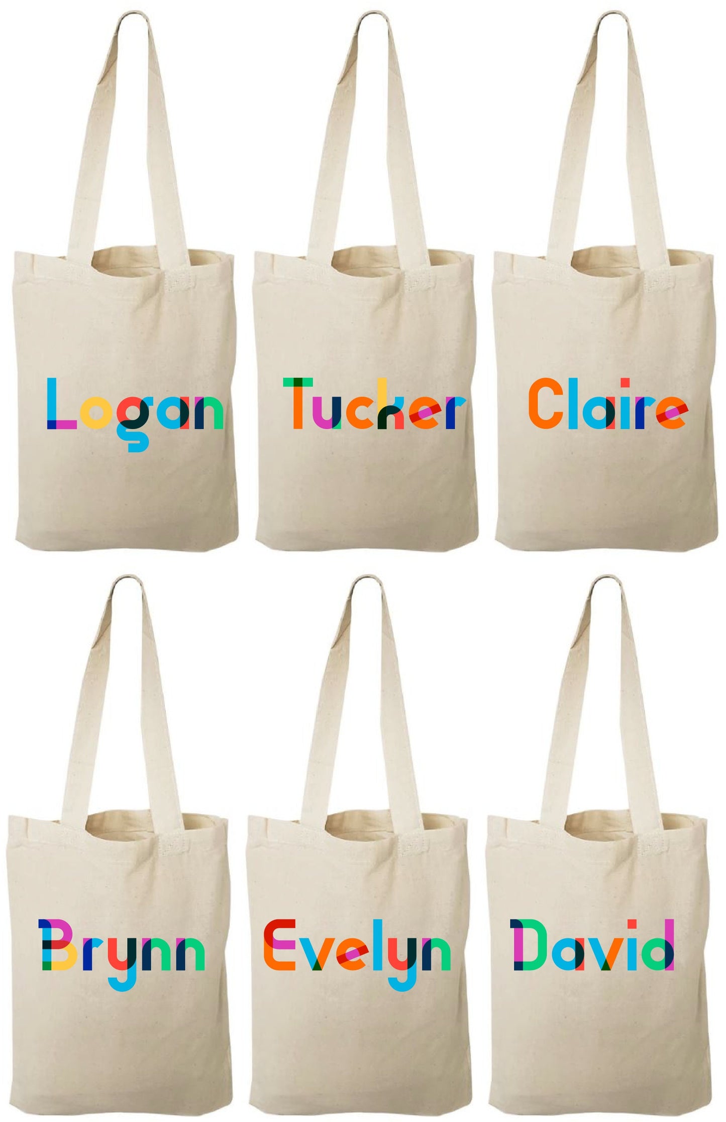 Personalized Rainbow Name Party Favor Bags - Set of 6