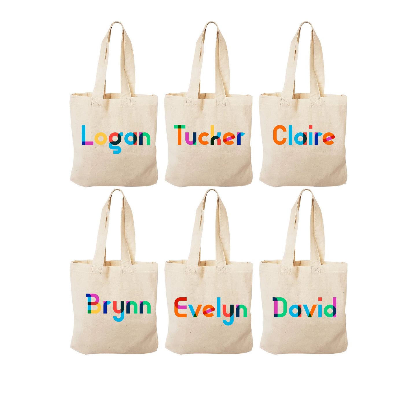 Personalized Rainbow Name Party Favor Bags - Set of 6