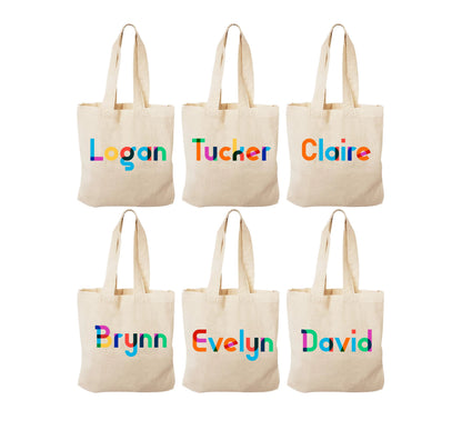 Personalized Rainbow Name Party Favor Bags - Set of 6