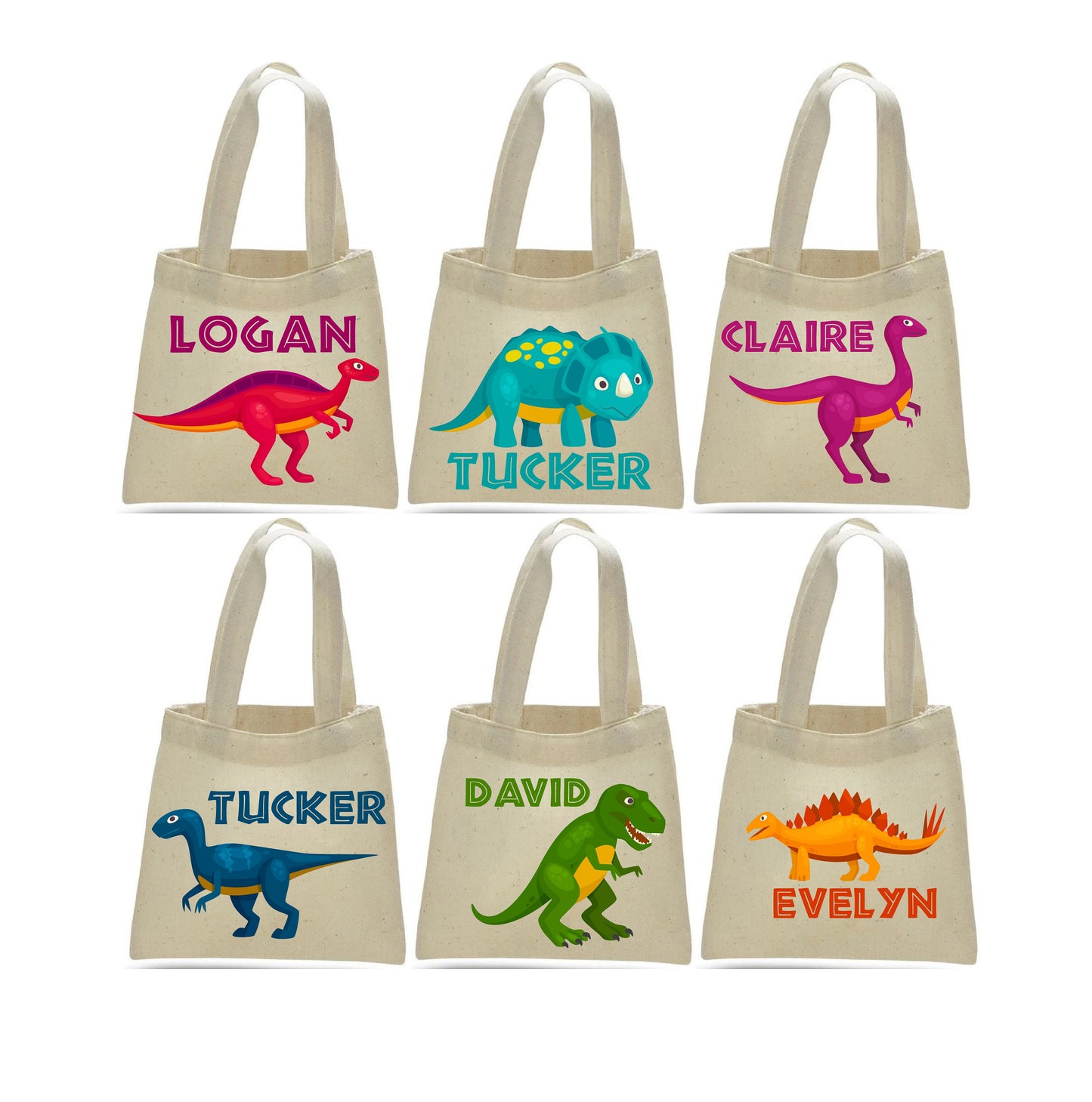Personalized Dinosaur Party Favor Bags - Set of 6
