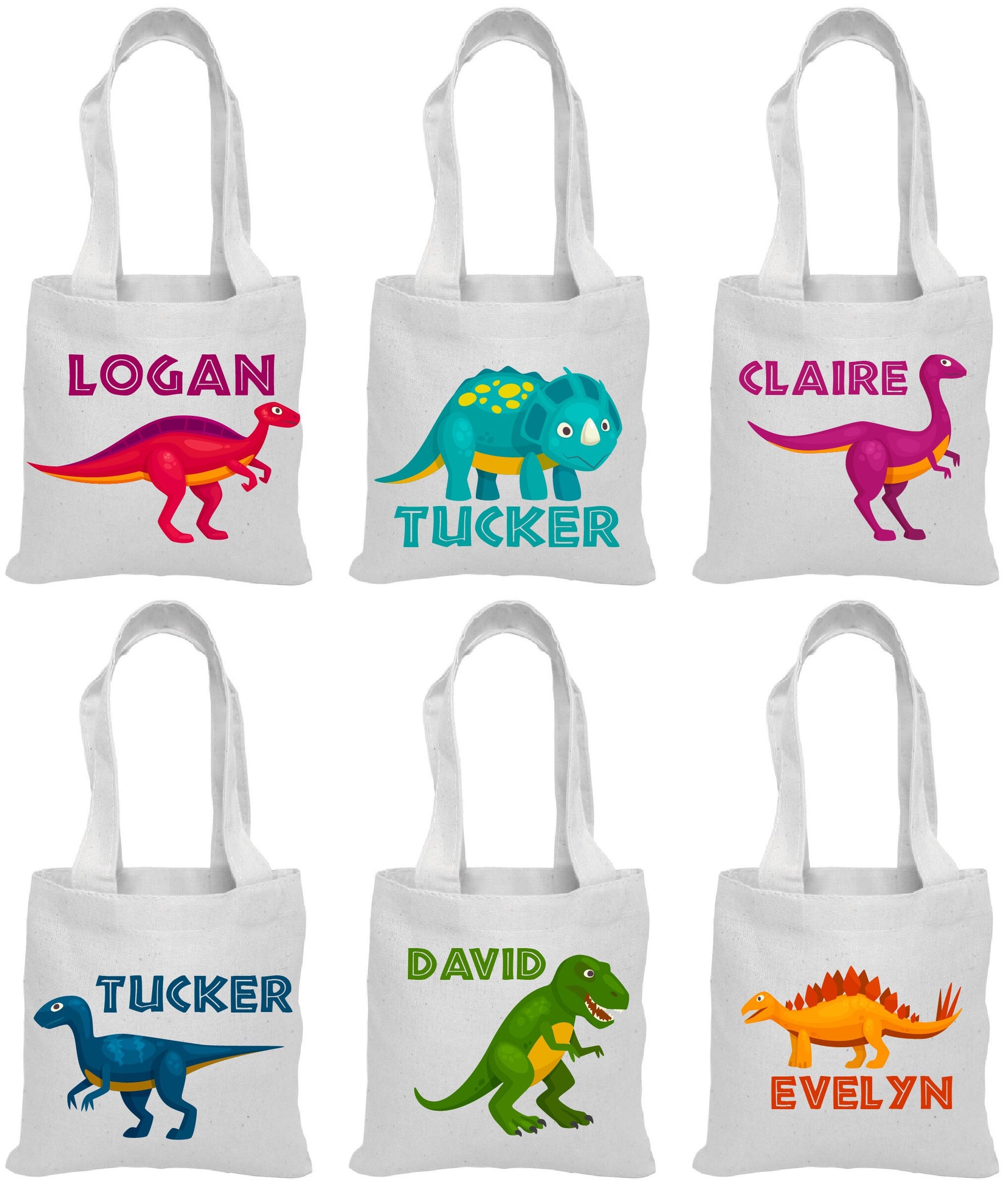 Personalized Dinosaur Party Favor Bags - Set of 6