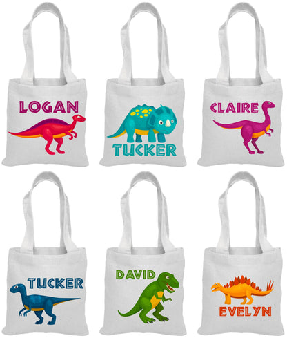 Personalized Dinosaur Party Favor Bags - Set of 6