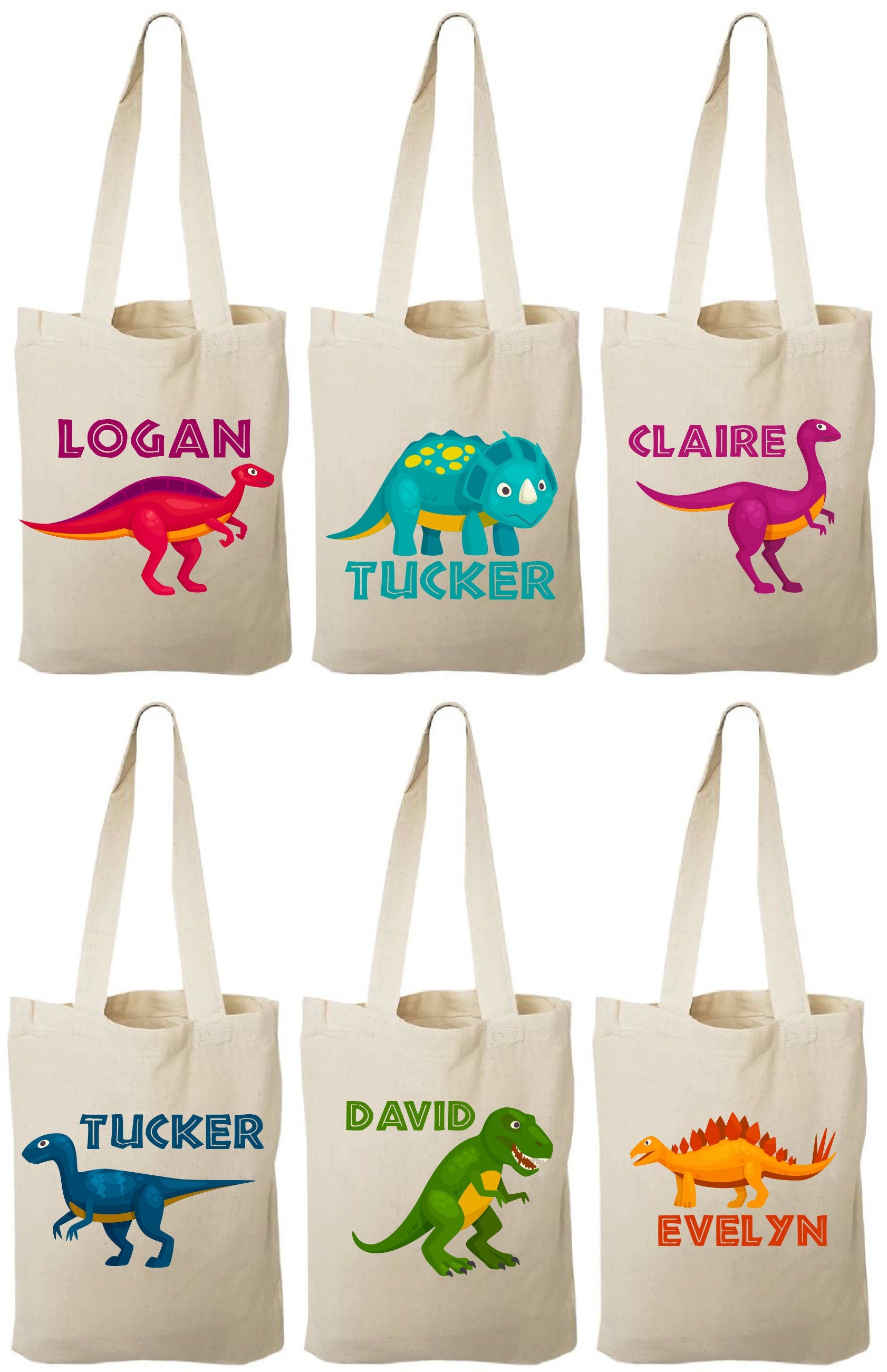 Personalized Dinosaur Party Favor Bags - Set of 6
