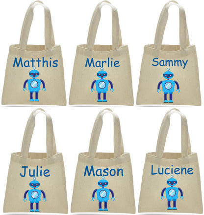Personalized Robot Party Favor Bags - Set of Six Bags