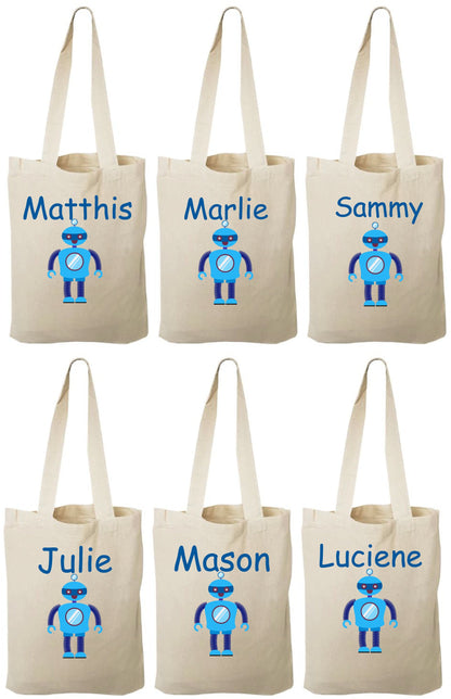 Personalized Robot Party Favor Bags - Set of Six Bags