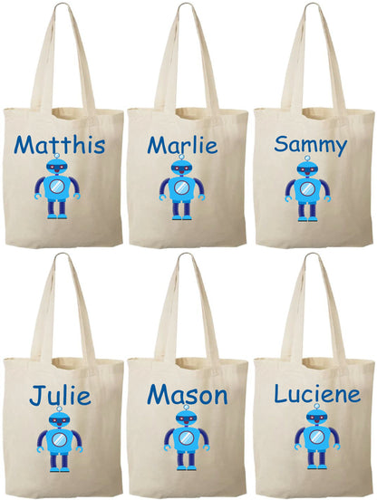 Personalized Robot Party Favor Bags - Set of Six Bags