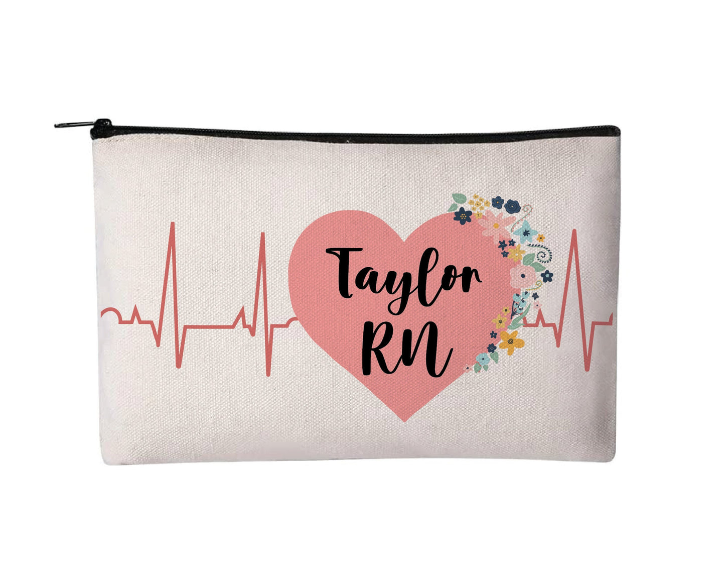 Personalized Nurse Cosmetic Pouch, Canvas Zipper Bag