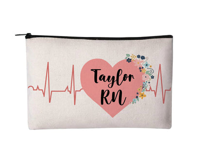 Personalized Nurse Cosmetic Pouch, Canvas Zipper Bag