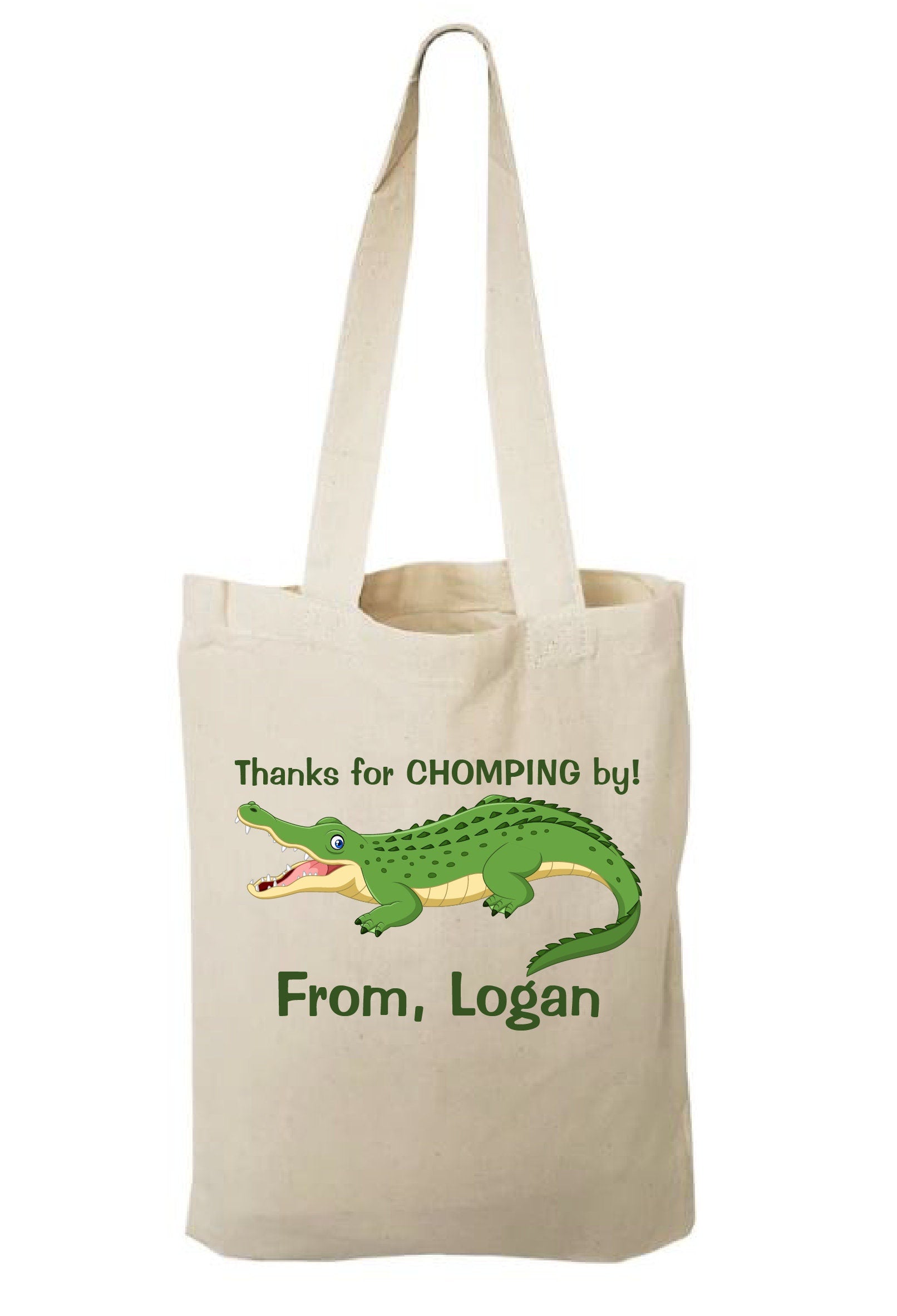 Personalized Alligator Cotton Favor Bags – Crocodile Party Treat Totes