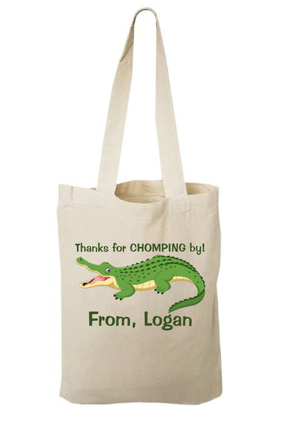 Personalized Alligator Cotton Favor Bags – Crocodile Party Treat Totes