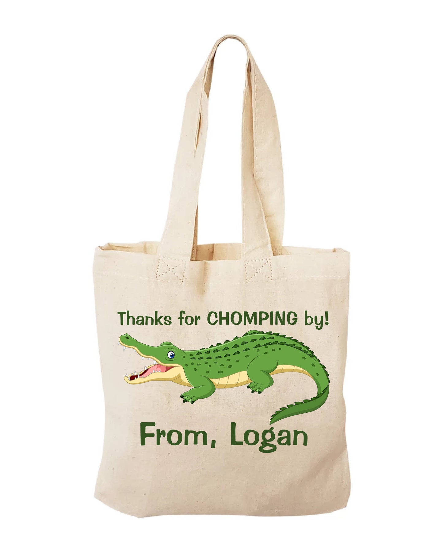 Personalized Alligator Cotton Favor Bags – Crocodile Party Treat Totes