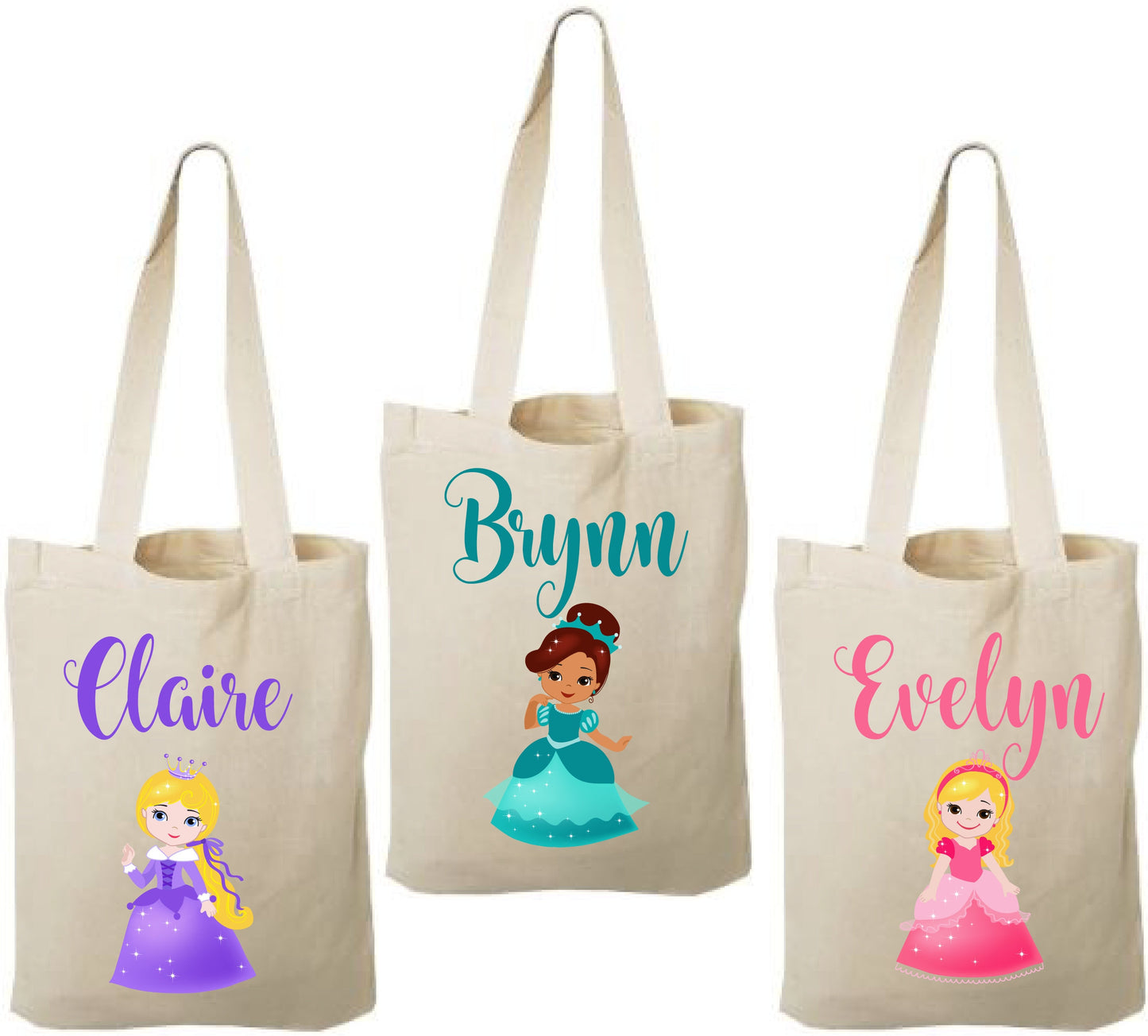 Personalized Princess Favor Bag, Cotton Canvas Party Treat Bags