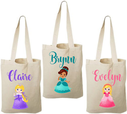 Personalized Princess Favor Bag, Cotton Canvas Party Treat Bags