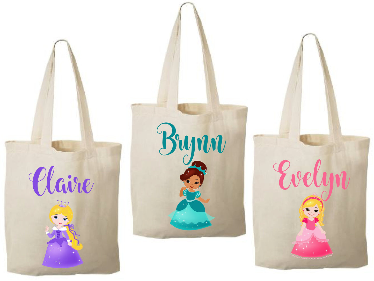 Personalized Princess Favor Bag, Cotton Canvas Party Treat Bags
