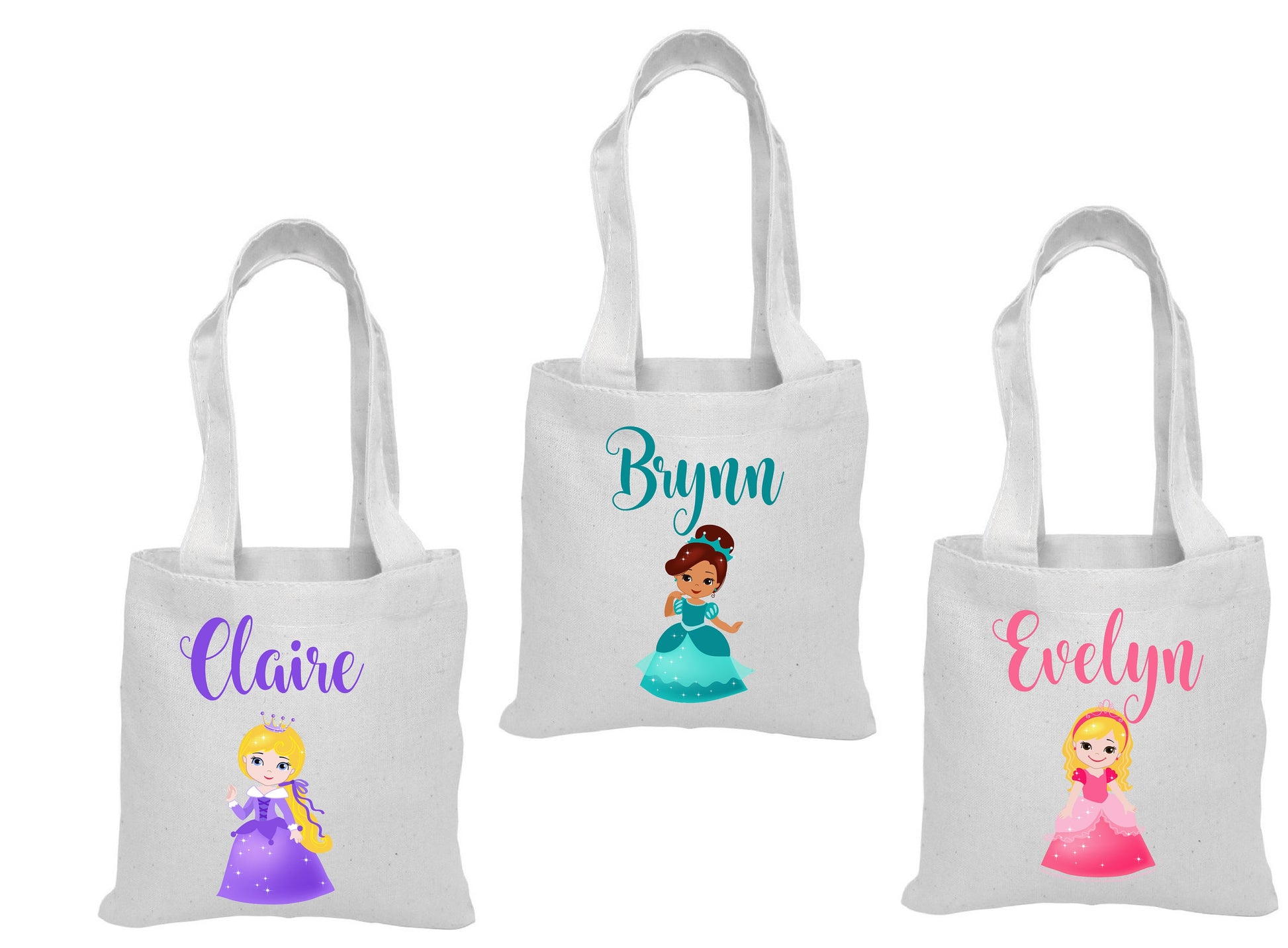 Personalized Princess Favor Bag, Cotton Canvas Party Treat Bags